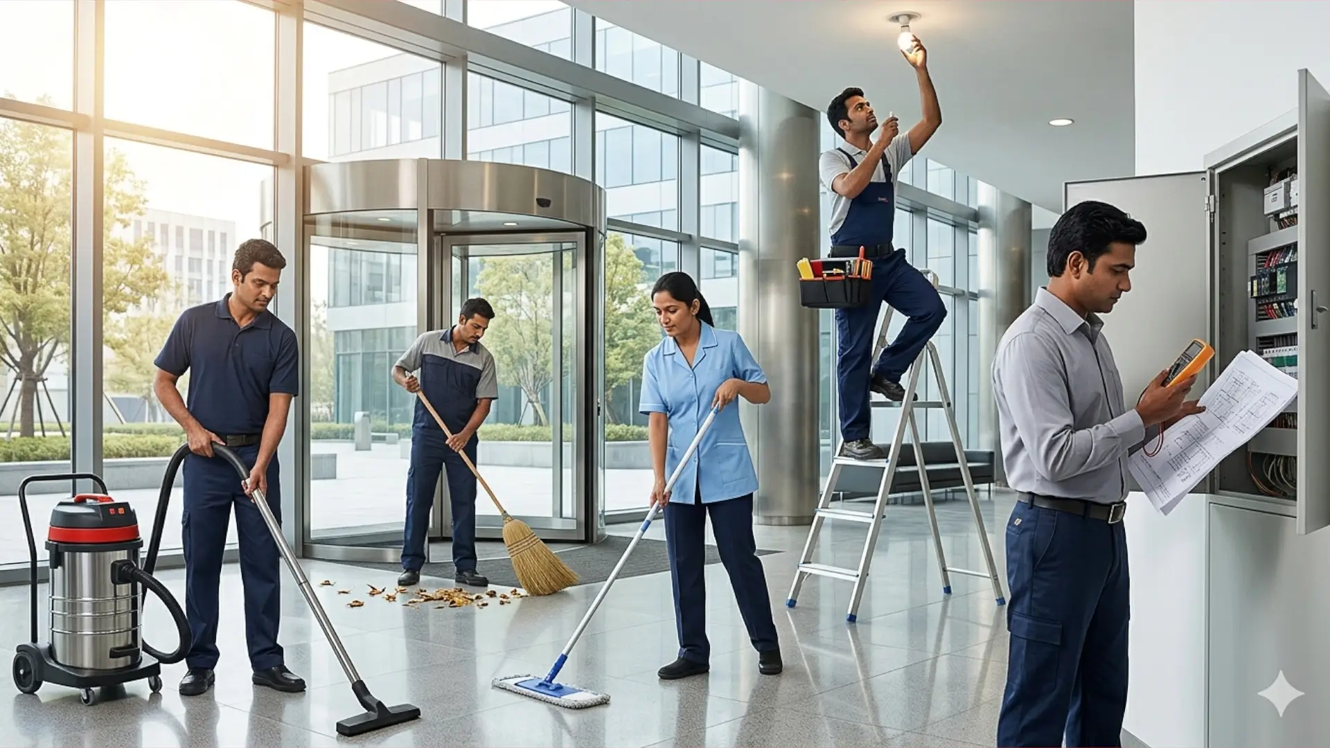 рабочие клининговых услуг эксплуатации объектов