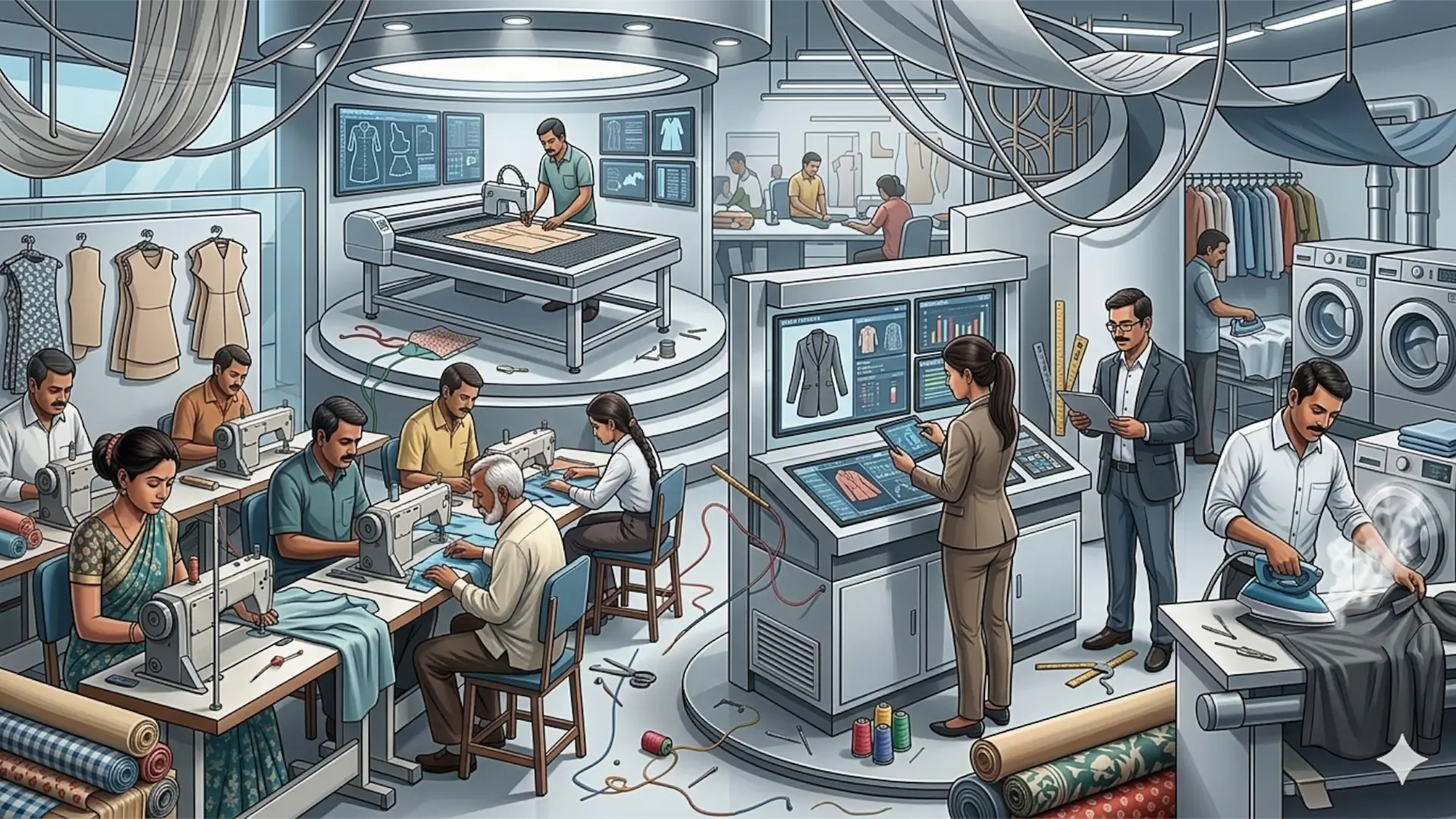 рабочие швейного производства прачечные